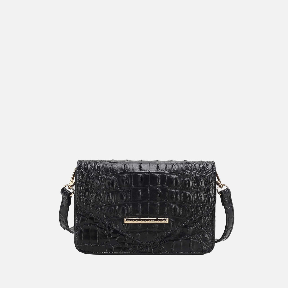 MKF Collection by Mia K. - Vanta Solid Croc Saddle Bag