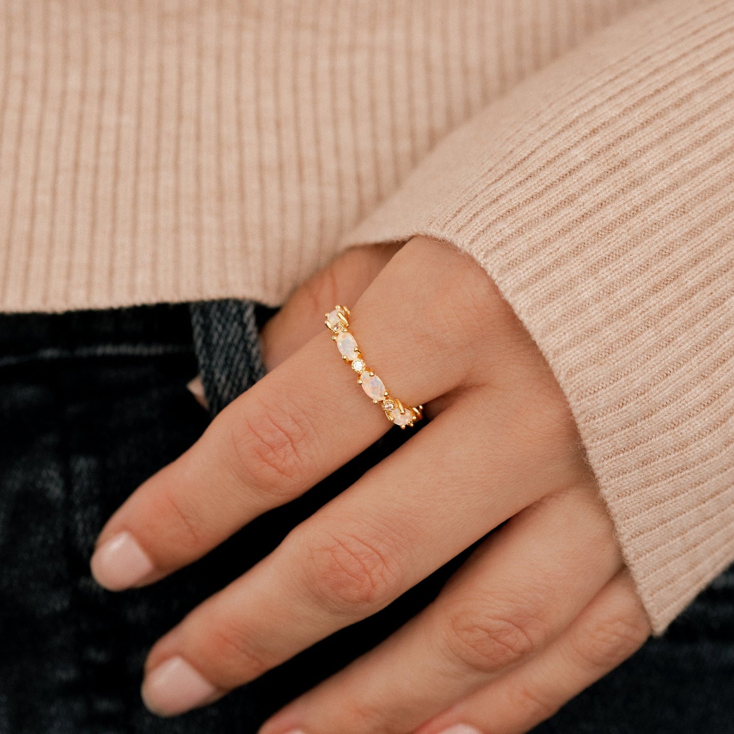 Mint & Lily Eternity Fire Opal Ring