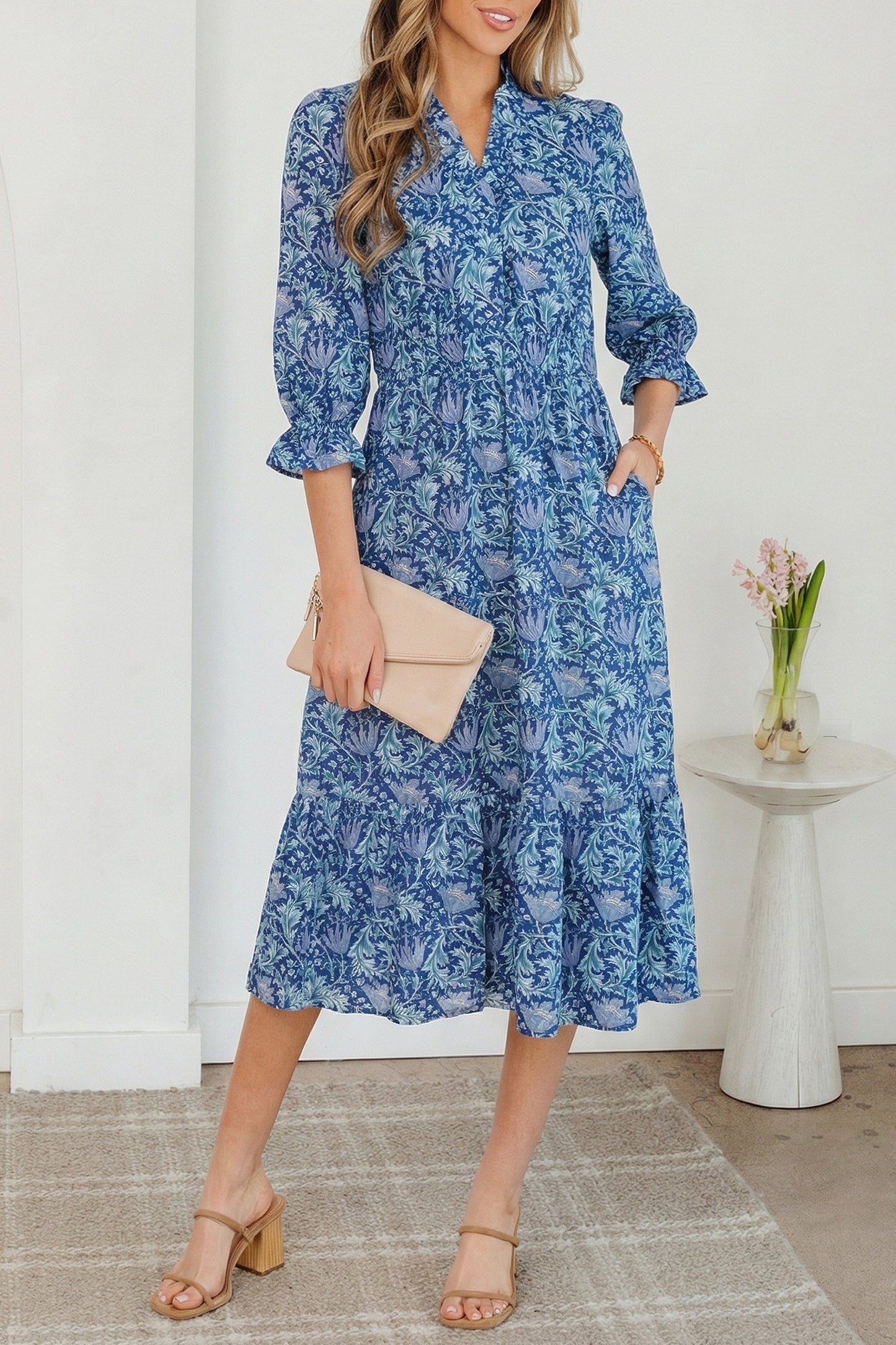 Threaded Pear Athena Bracelet Sleeve Long Dress