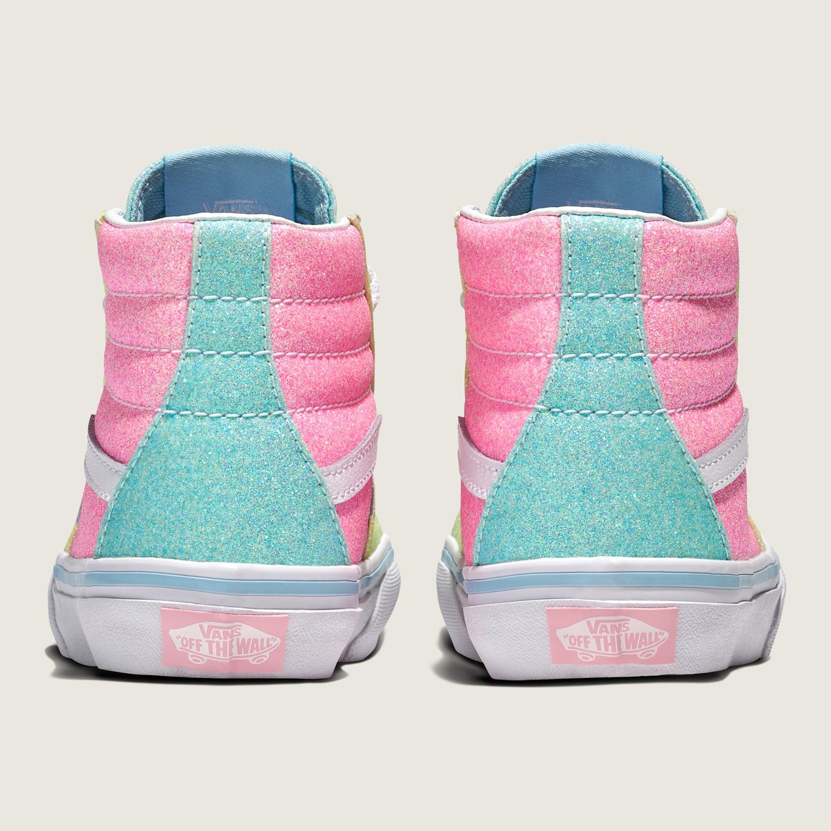 Vans Preschool Sk8-Hi Glitter Pastel Pink Yellow Blue