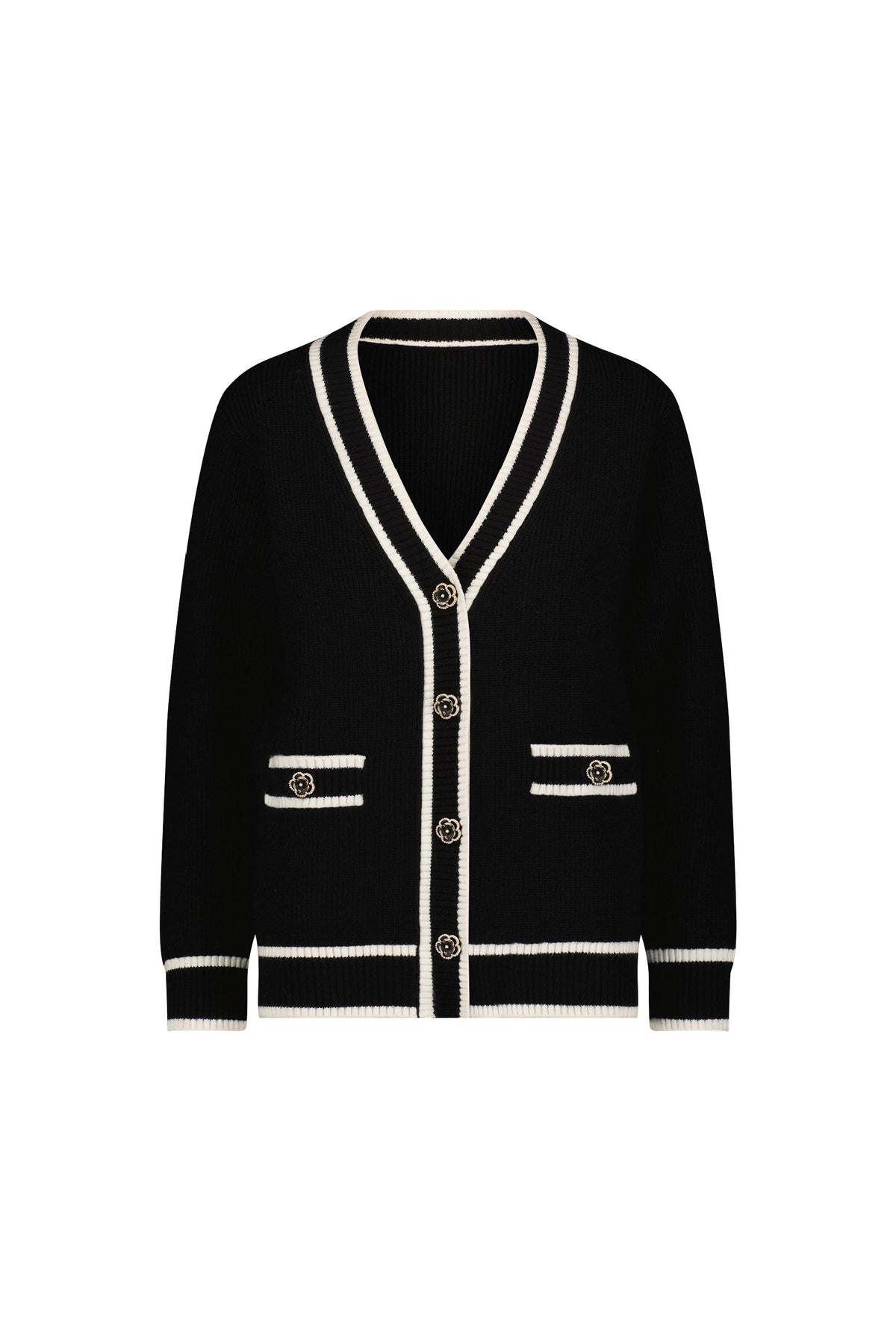 Devin Rose Contrast Cardigan - Black