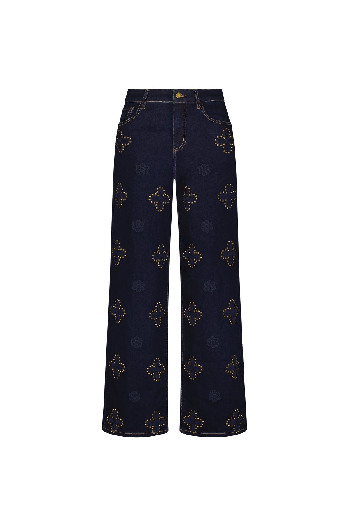 Kaia Studded High Rise Jean - Indigo