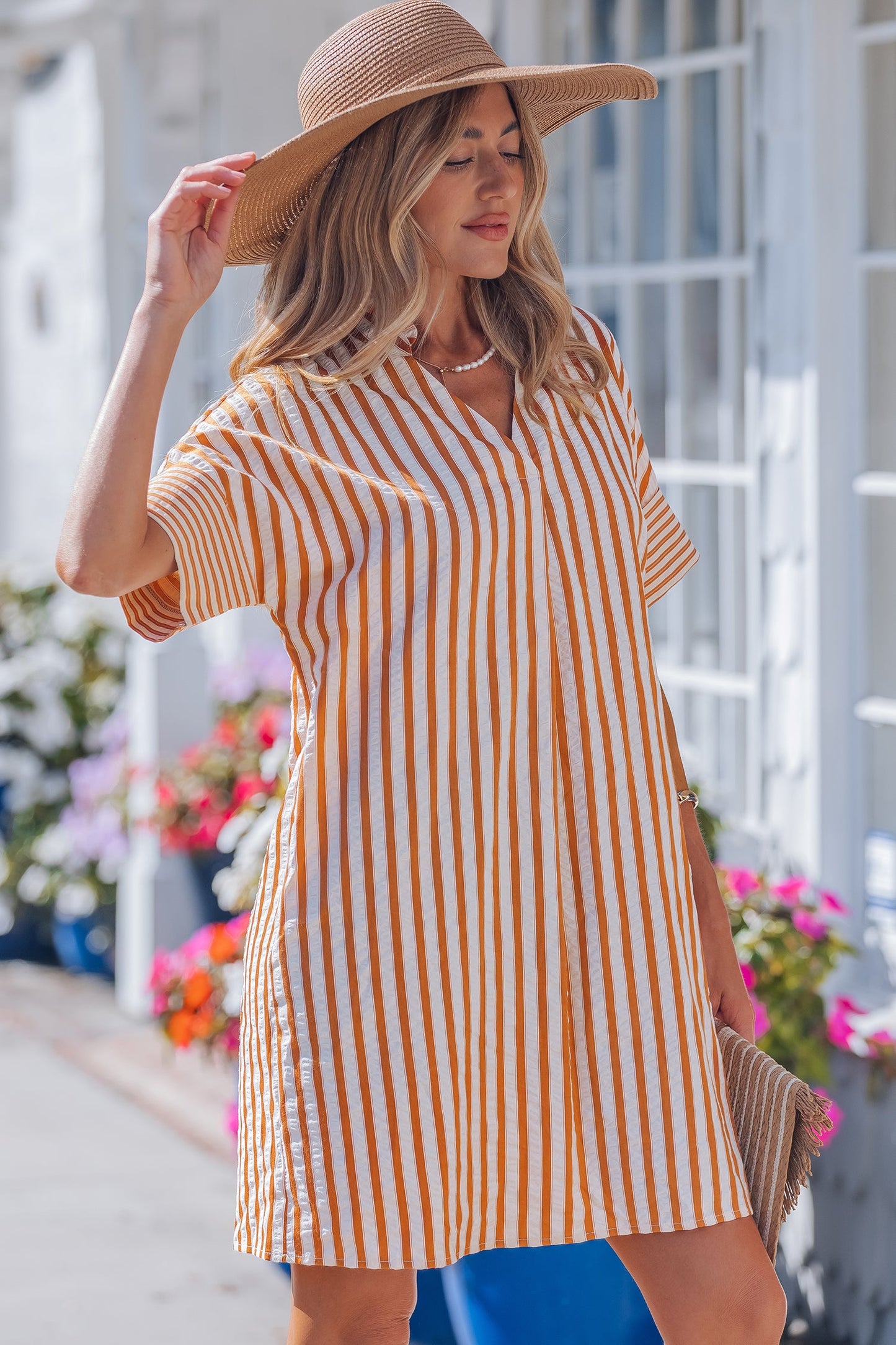 Threaded Pear Darcy Cuffs Shift Mini Dress