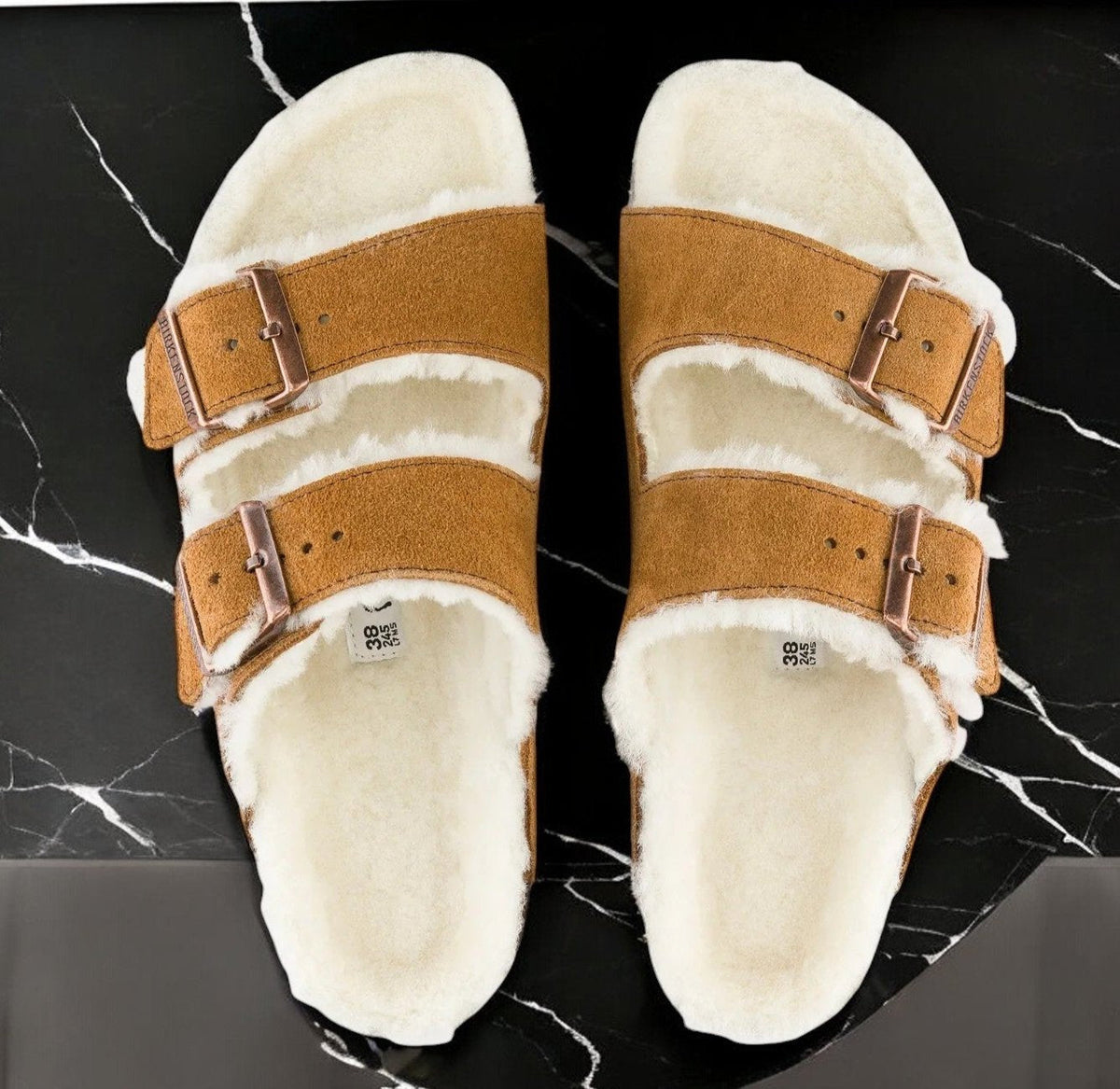 Birkenstock Arizona Shearling 'Narrow Fit' Sandals