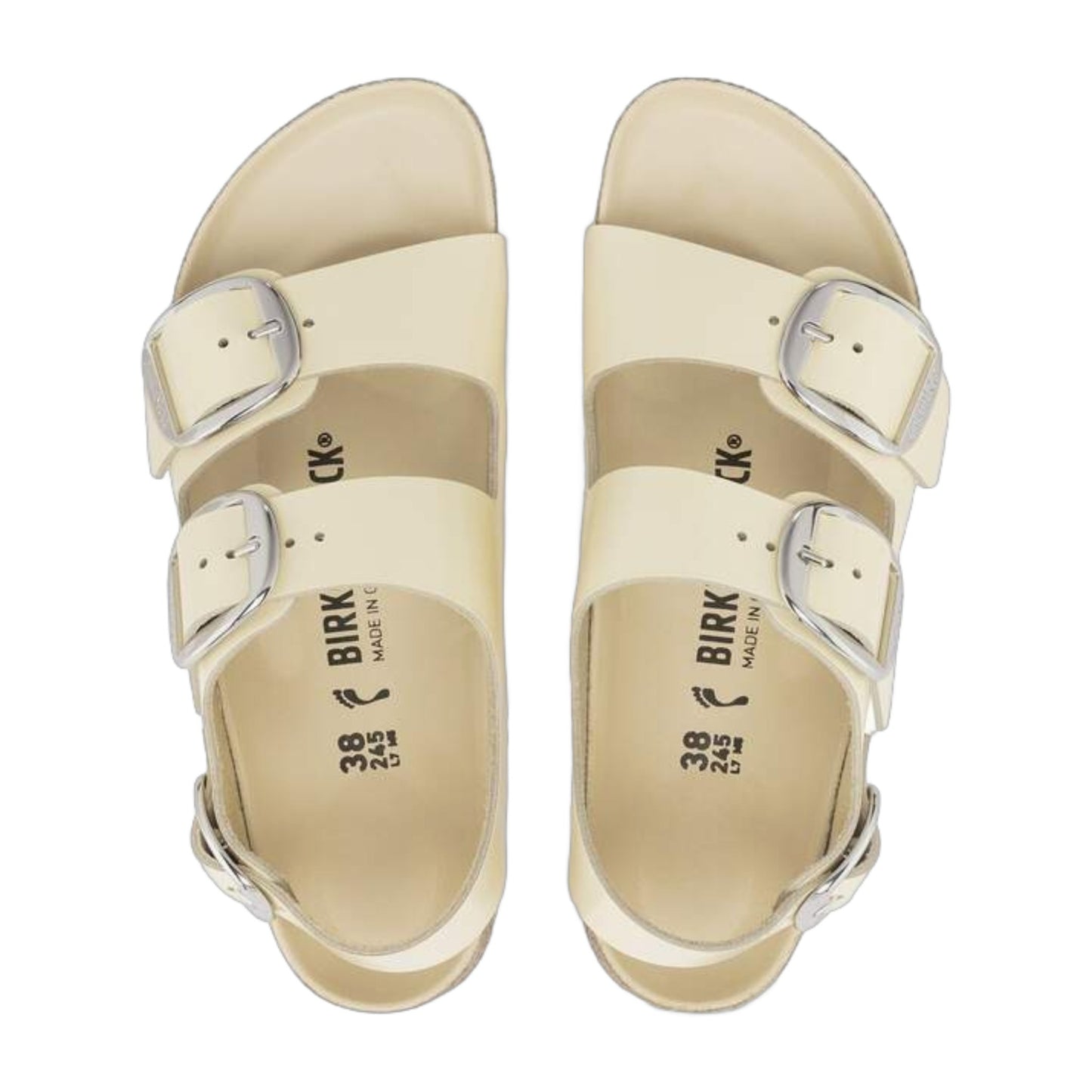 Birkenstock Unisex Milano Big Buckle Natural Leather Patent High Shine Butter