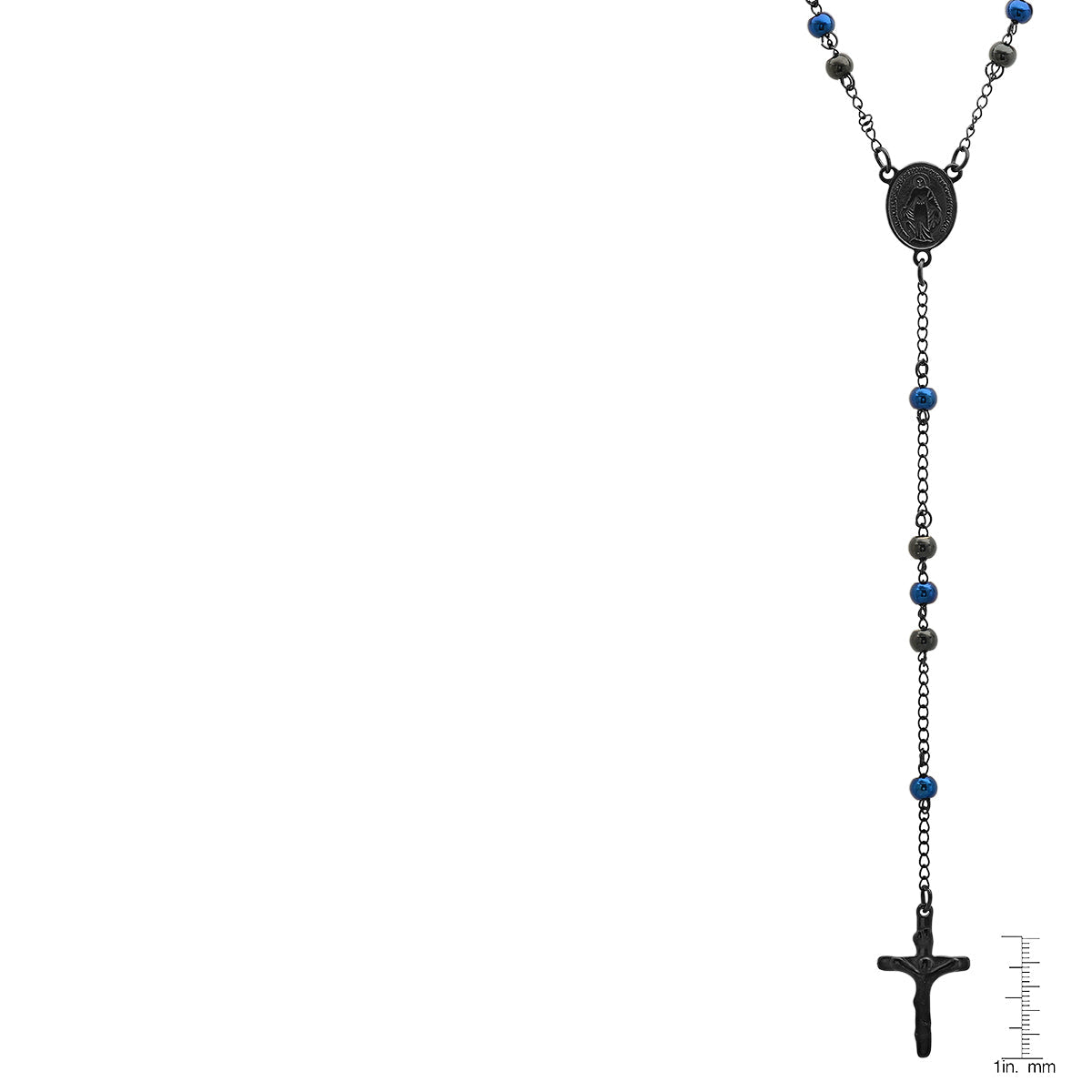 Steeltime NYC Black Rosary Cross Necklace