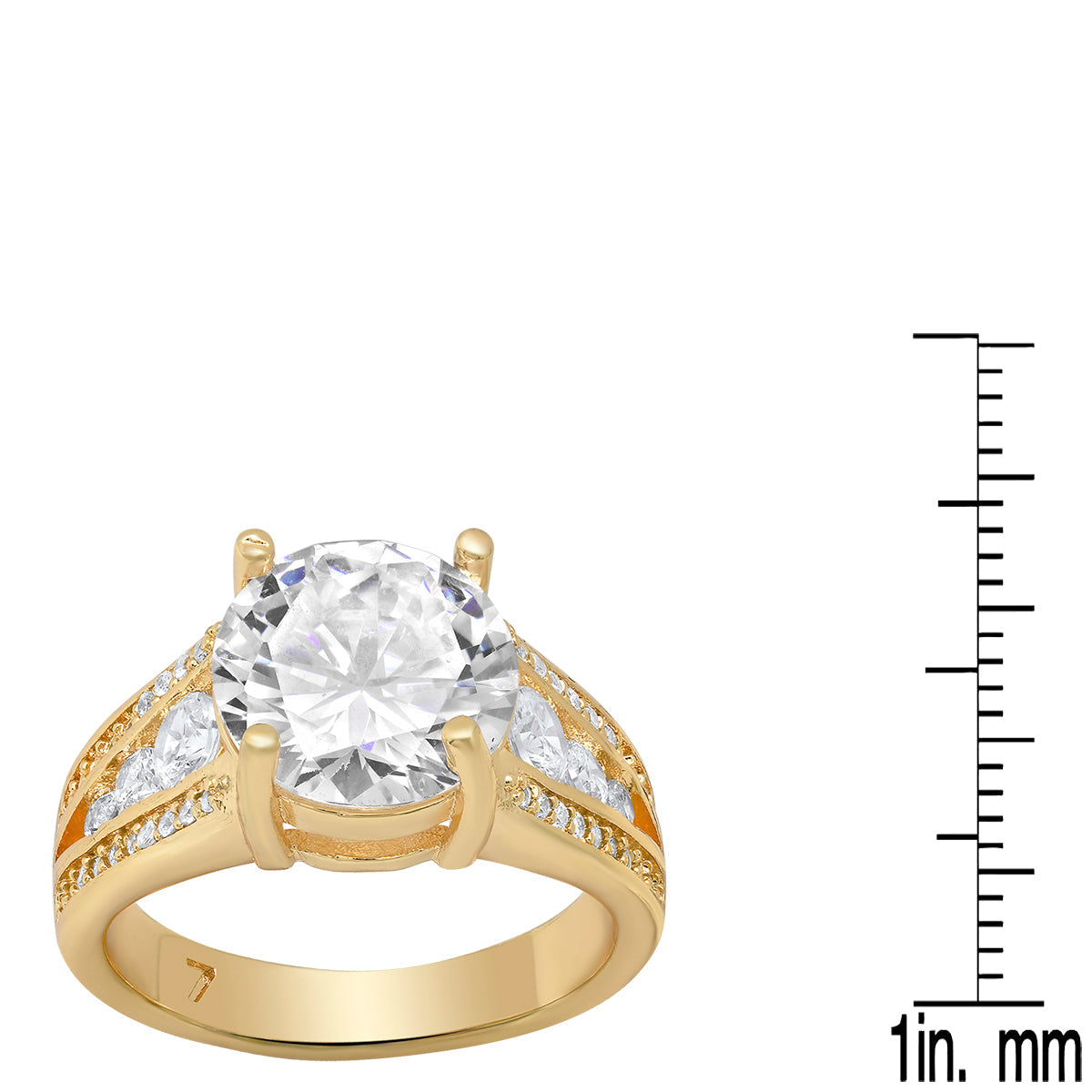 18K White Gold Plated Brass and Simulated Diamonds Engagement Ring