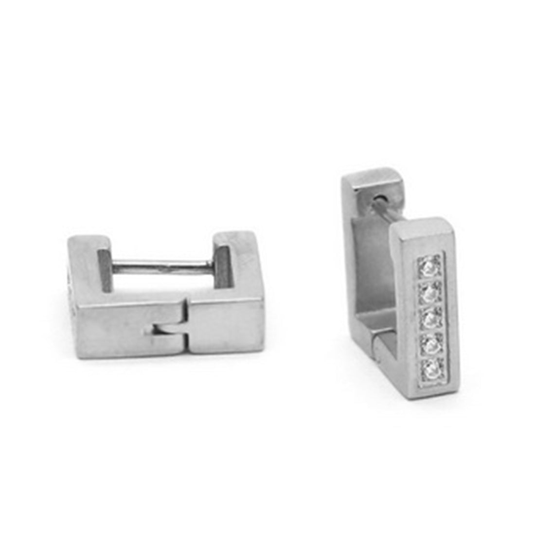 Square Huggie Earrings + Simulated Diamonds