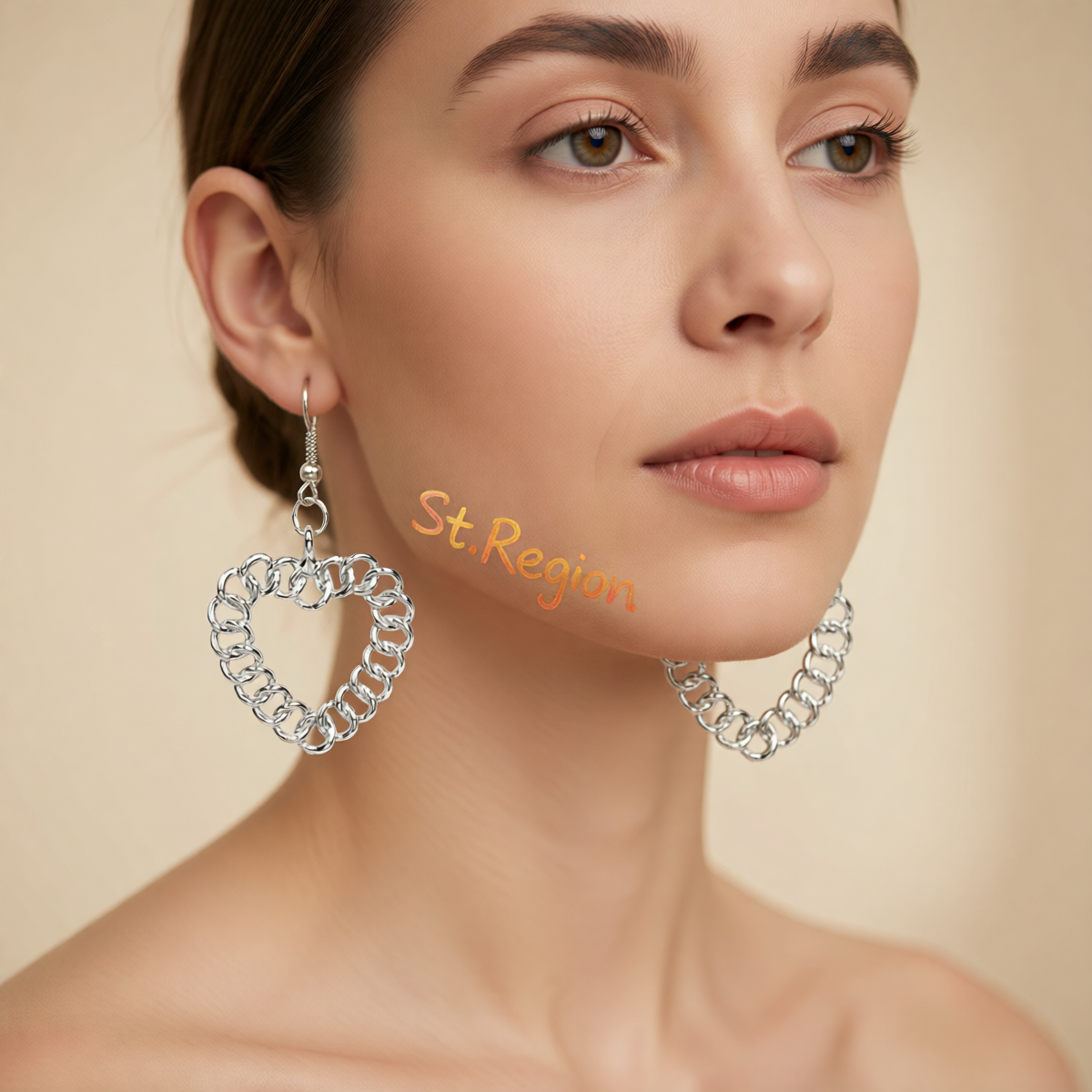 Silvertone Figaro Open Heart Drop Earrings