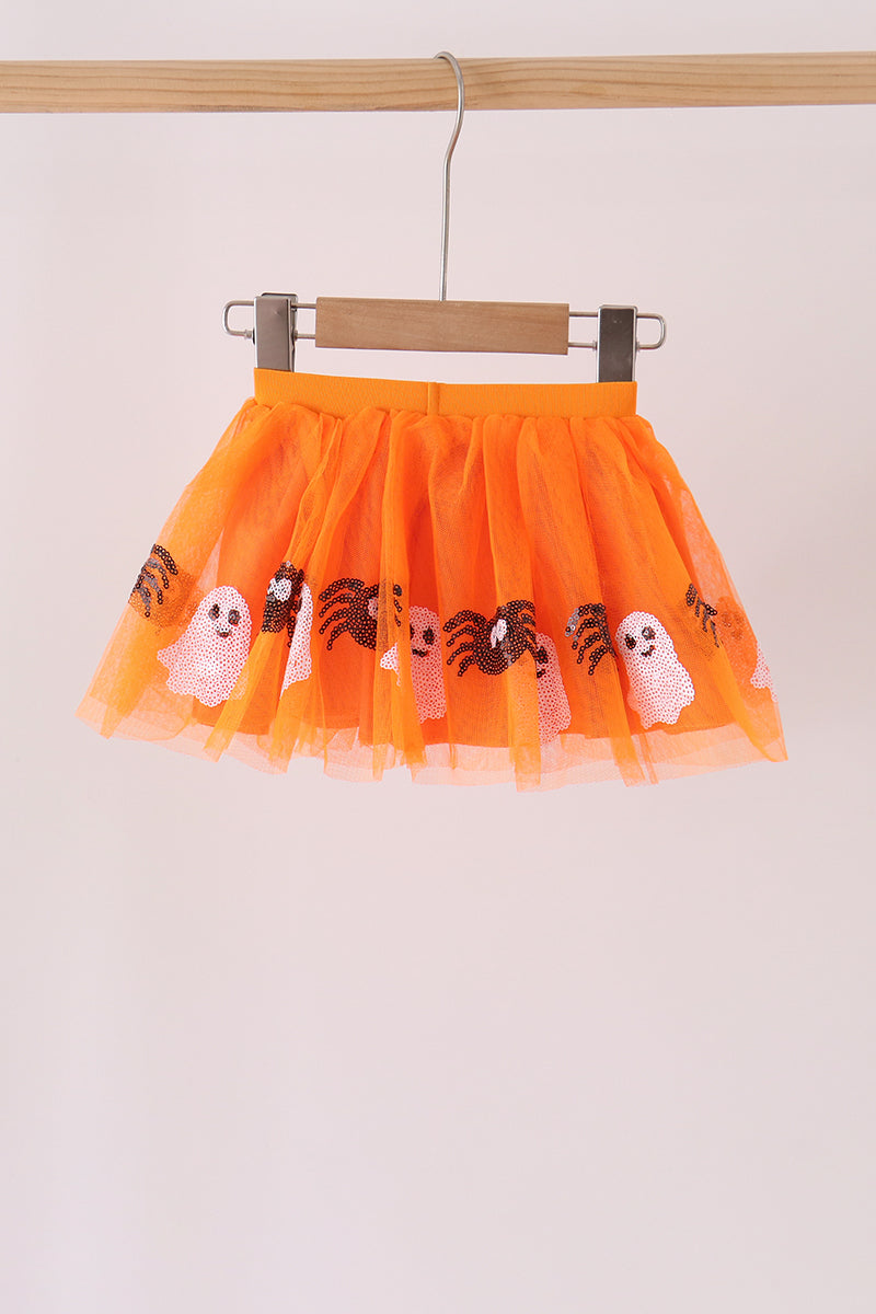 Orange Spider Sequin Tutu Skirt