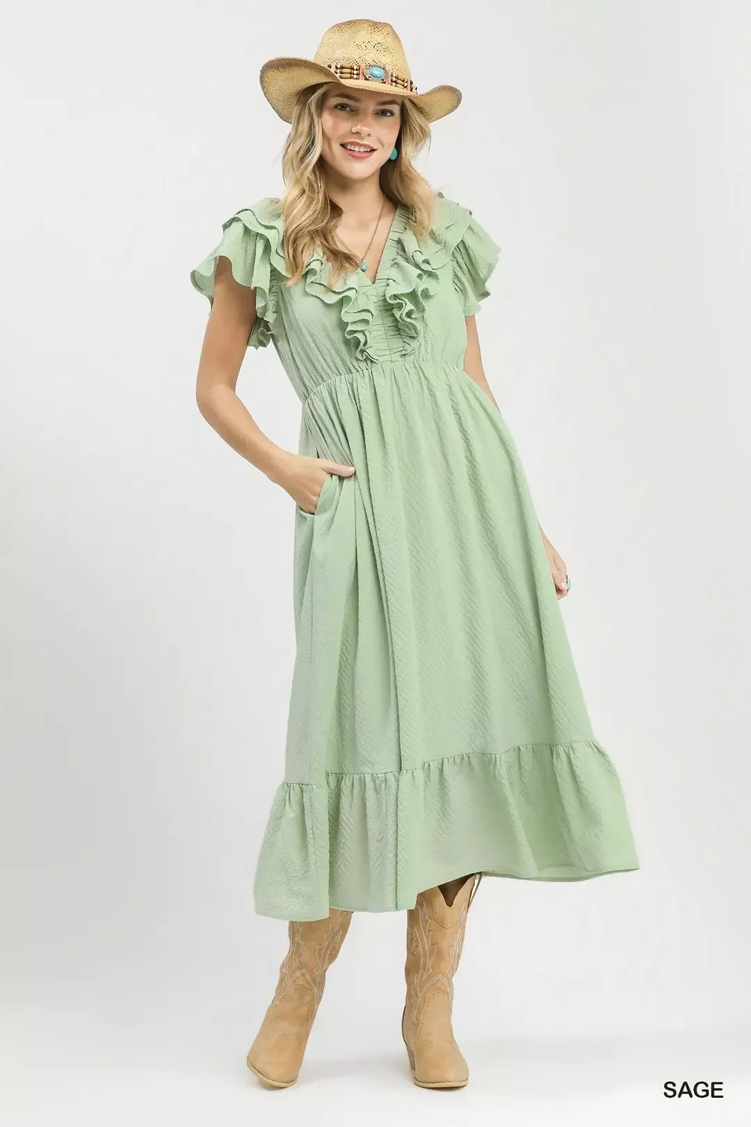 Umgee Textured Ruffle Midi Dress  Zulily