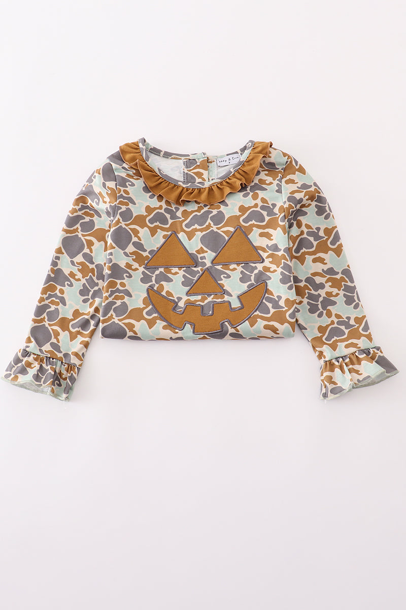 Halloween Camouflage Appliqué Ruffle Dress
