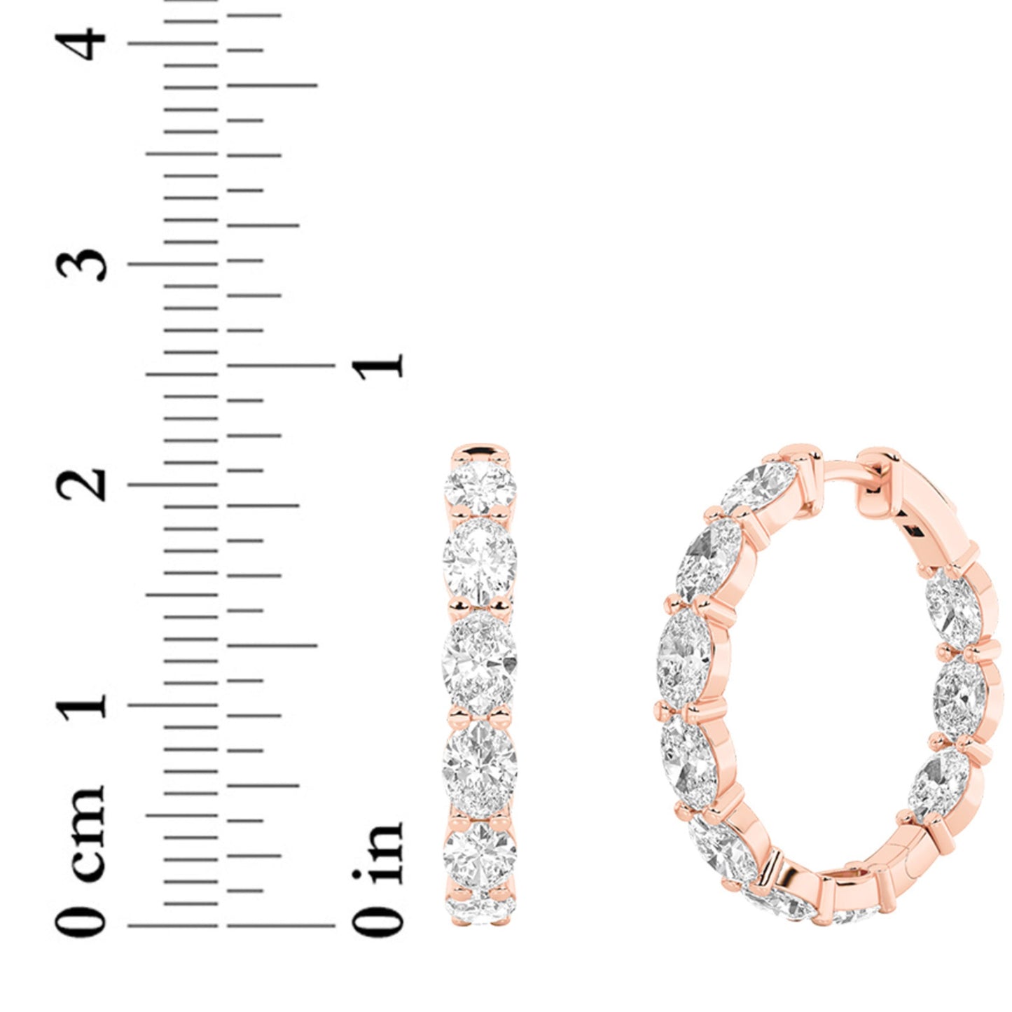 Oval Shaped Lab Grown Diamond Inside Out Hoop Earrings in 14K Gold (F/VS)
