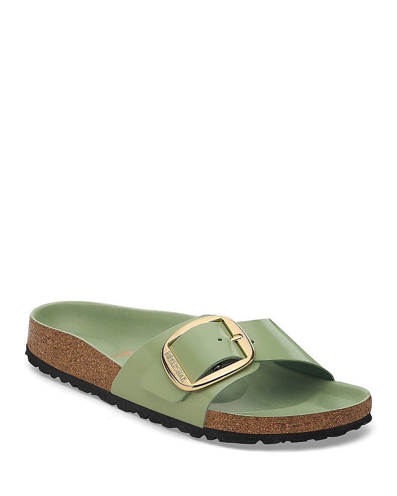 Birkenstock Unisex Madrid Big Buckle Natural Leather Patent High-Shine Green Tea