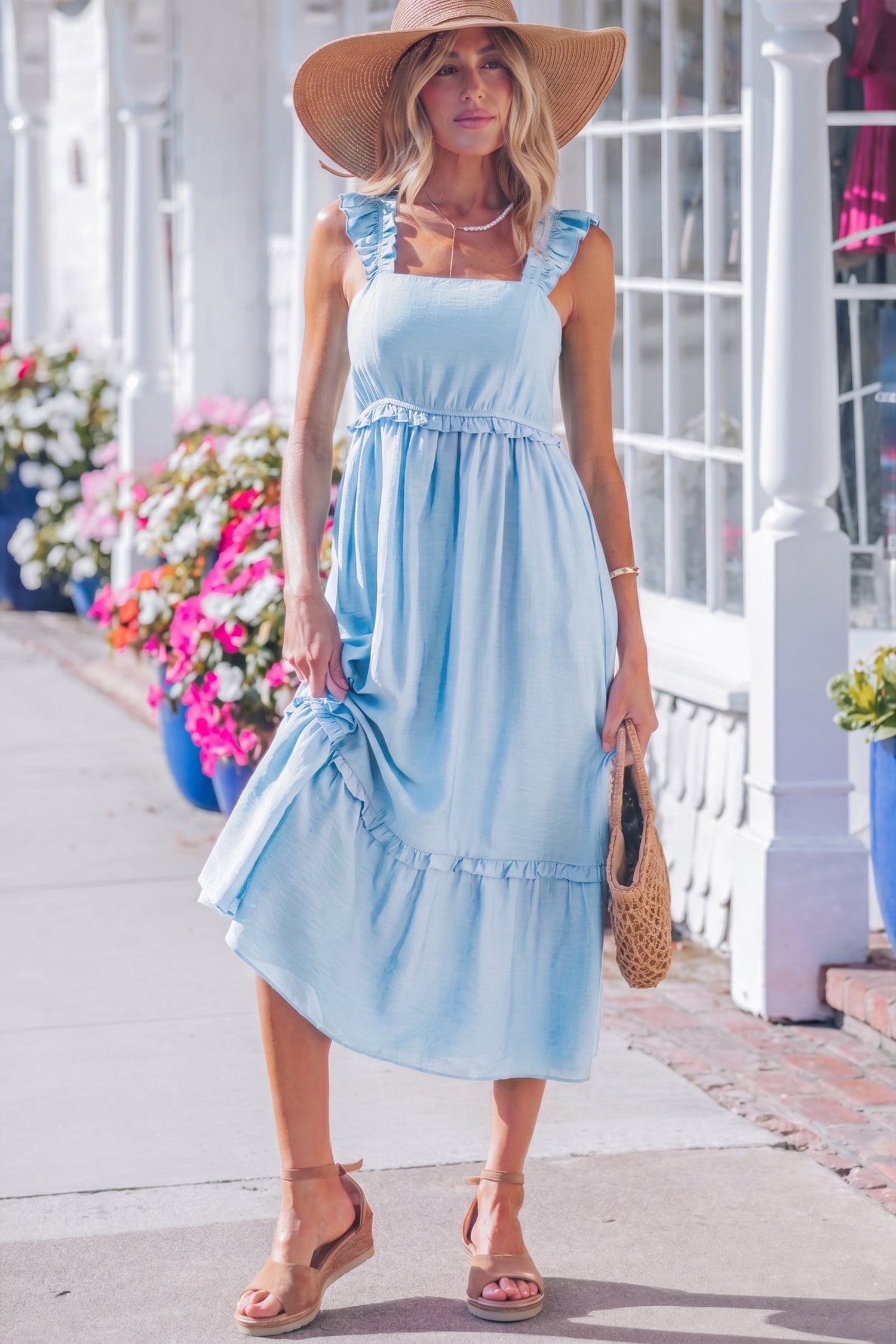 Emily Waist Sleeveless Maxi Dress, Beau Blue / M