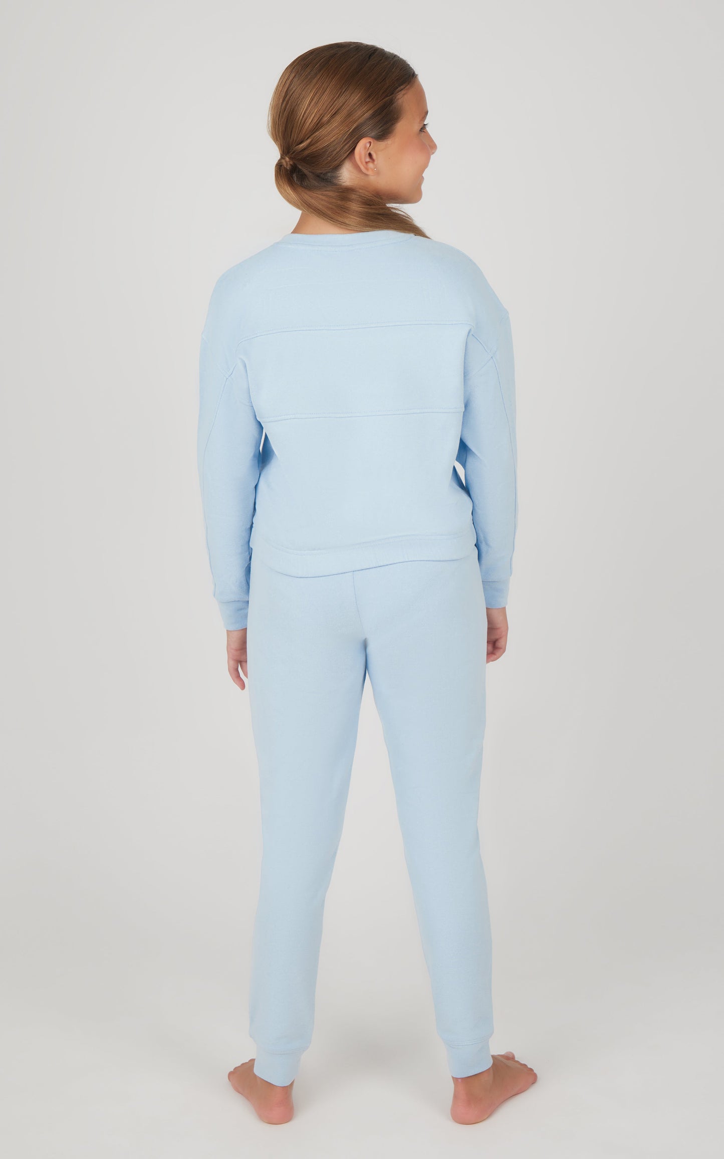 Girls 2 PC Melange Long Sleeve Top and Jogger Set