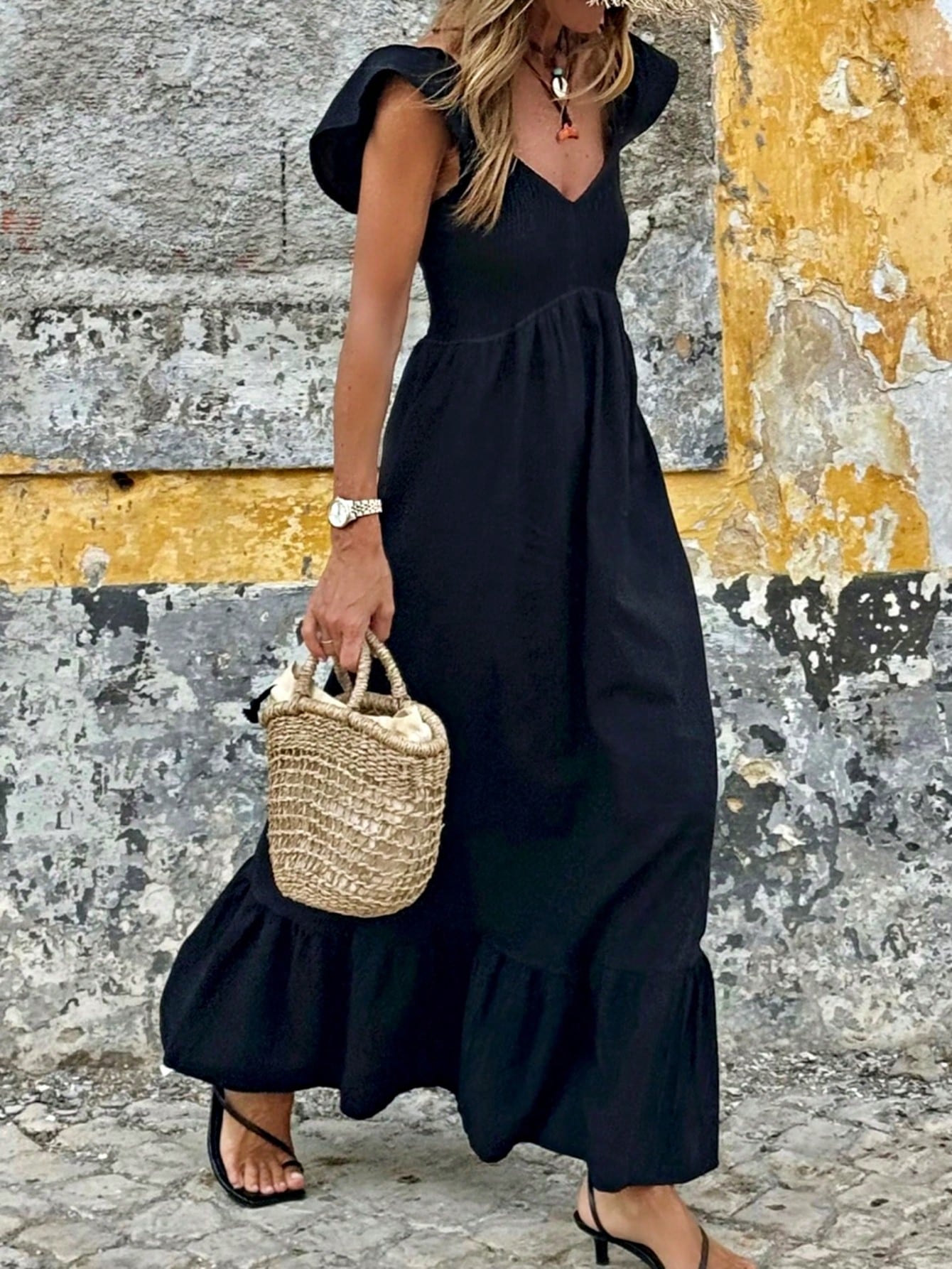 cotton boho summer dresses Vacation Wavy White Elegant Tiered Maxi Long Shirt Dress With Drawstring Versatile Dress For Women Black / XL haunted Color:pink floo length handmade indian summer dress Izabel Beaded Fringe Strapless