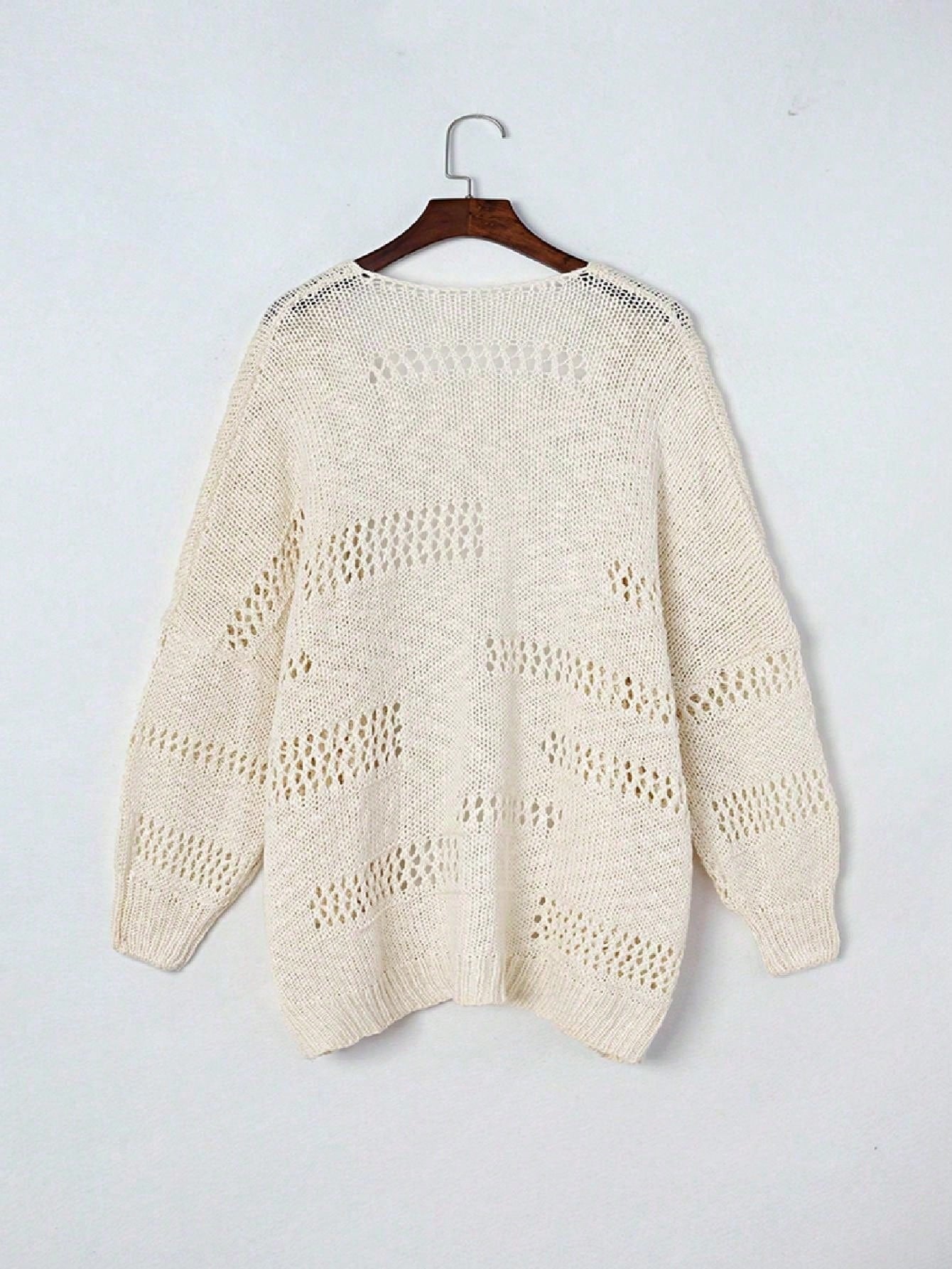 Boho Retro Crochet Knit Hollow Light Weight Dolman Batwing Sleeve Oversized Boyfriend Cardigan