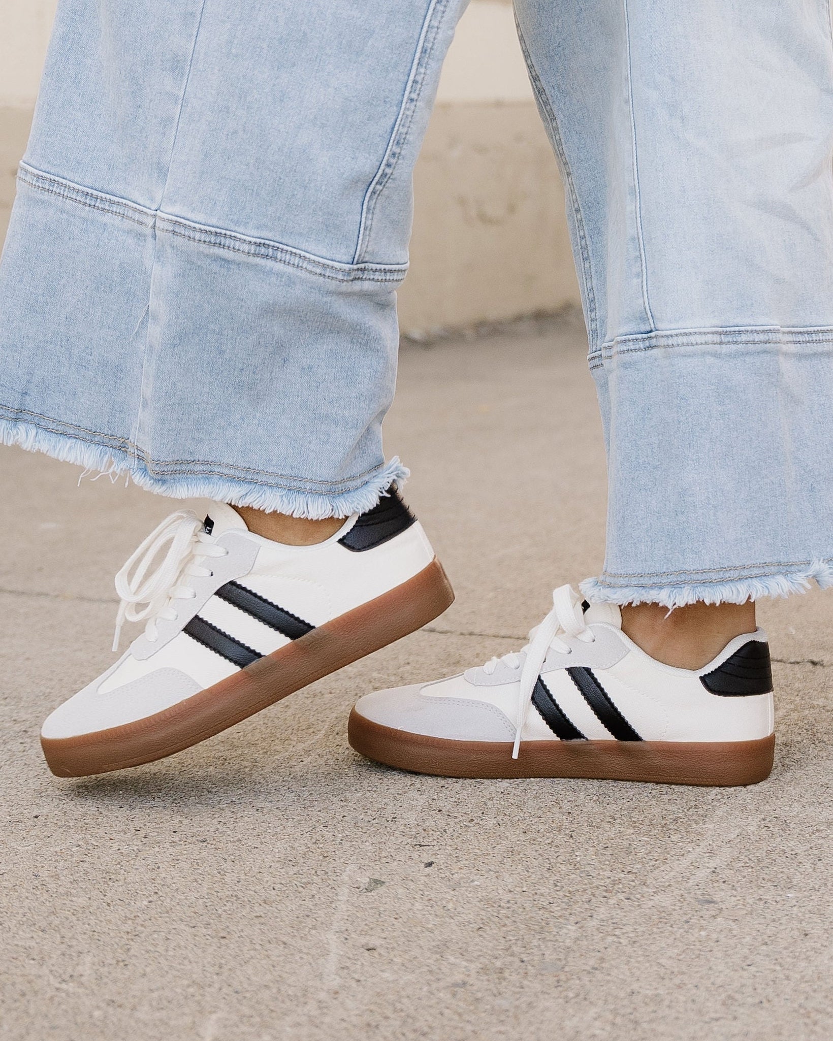 Leah Striped Lace Up Flat Sneakers – Zulily