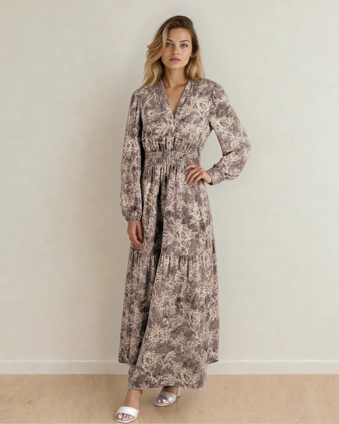 polyester long sleeve maxi dress Istefania Long Sleeve Maxi Dress Multi