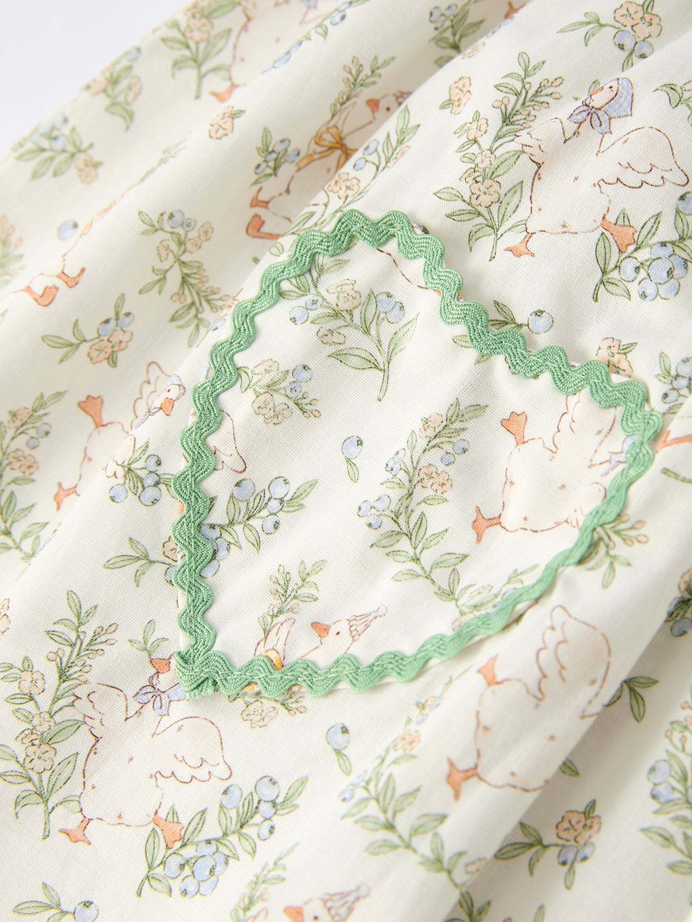 Vintage Floral Duck Embroidery Spring Girl Dress