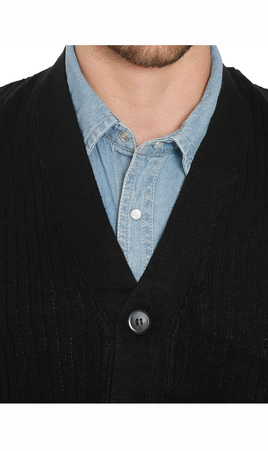 Men's Cashmere-Like Button Front Flat Knit Sweater Vest with front patch pockets