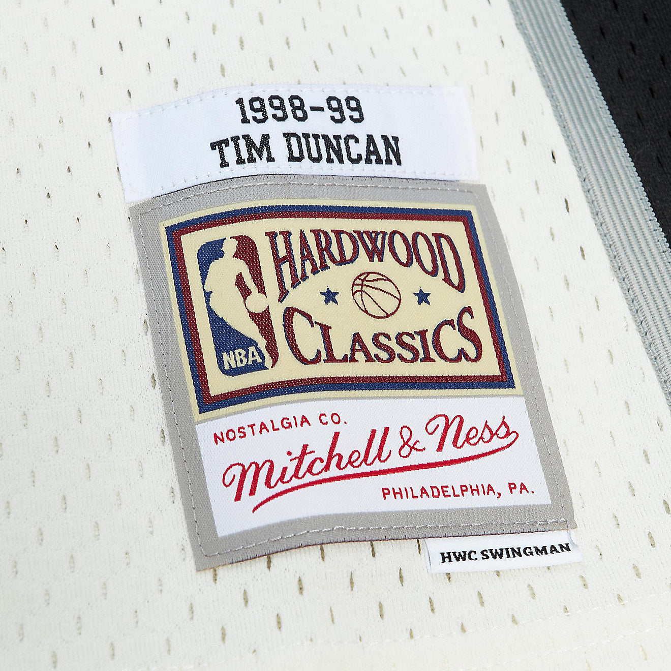 Men's Mitchell & Ness Cream Team Color Swingman Jersey Spurs 1998 Tim Duncan