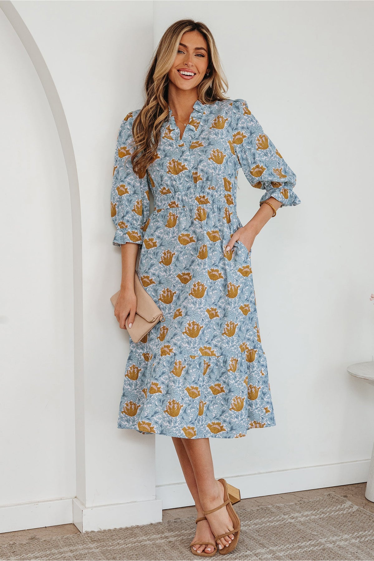 Threaded Pear Rosalee Bracelet Sleeve Long Dress