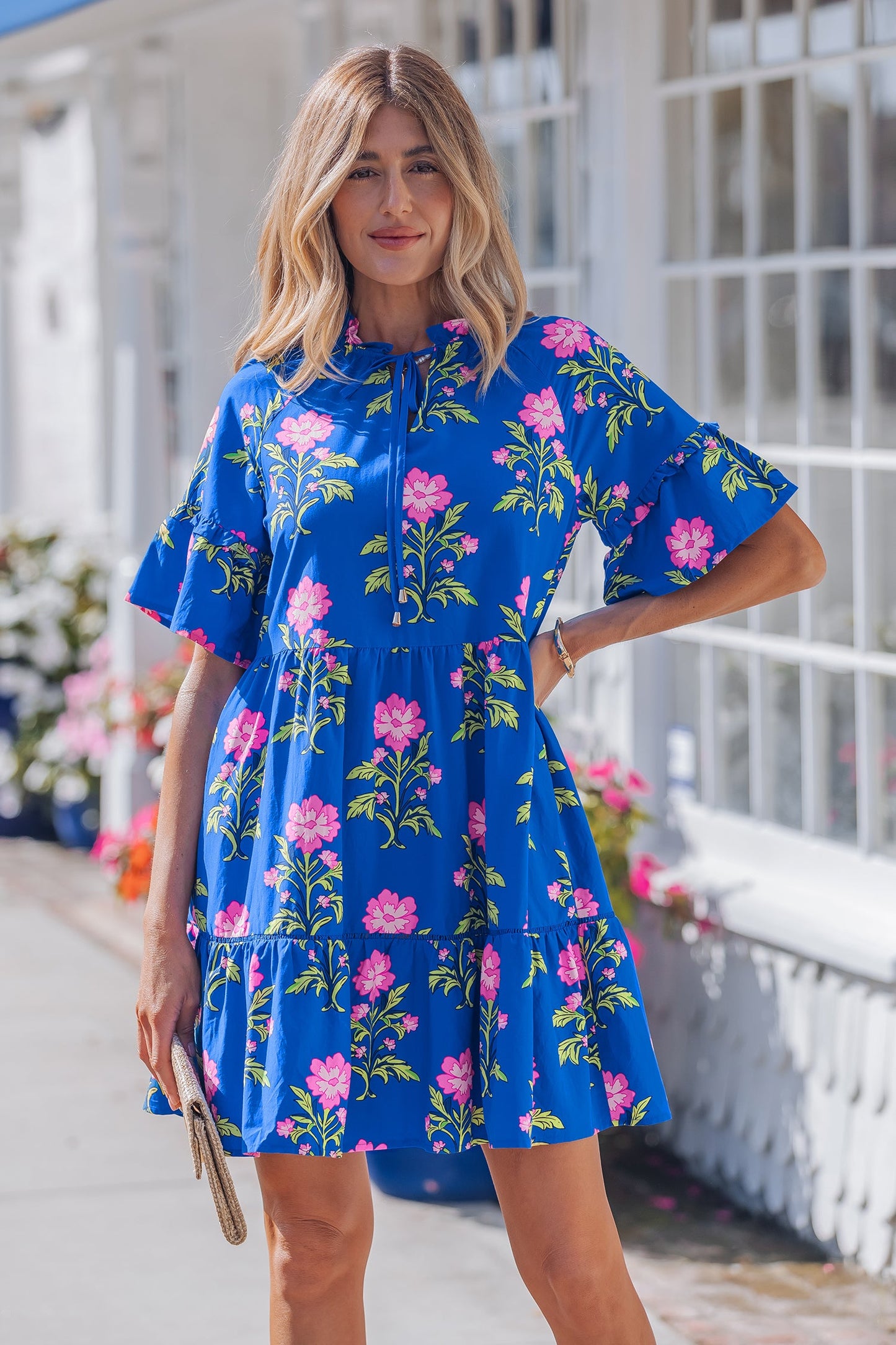 Threaded Pear Lillian Sleeve Loose Flower Dress