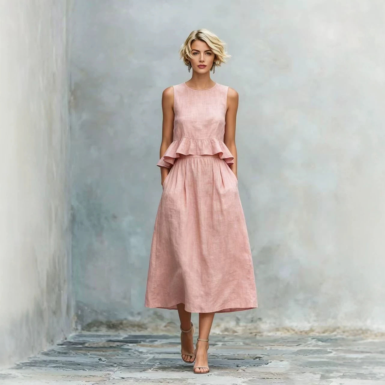 zulily bridesmaid dresses Women's Sleeveless High-Waist Ruffle Trim Maxi Dress – Zulily