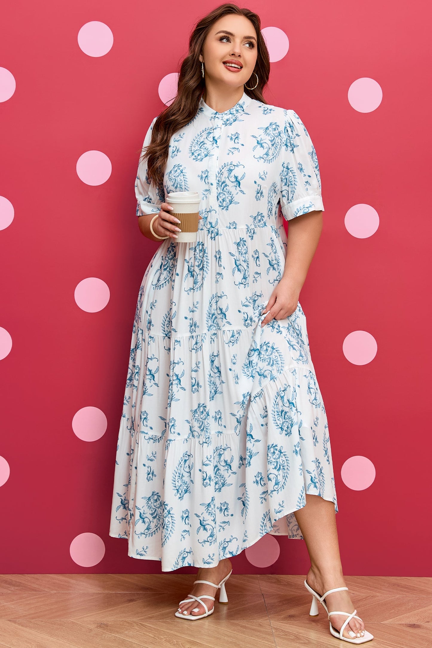 Threaded Pear Milana Short Sleeve Maxi PLUS Dress