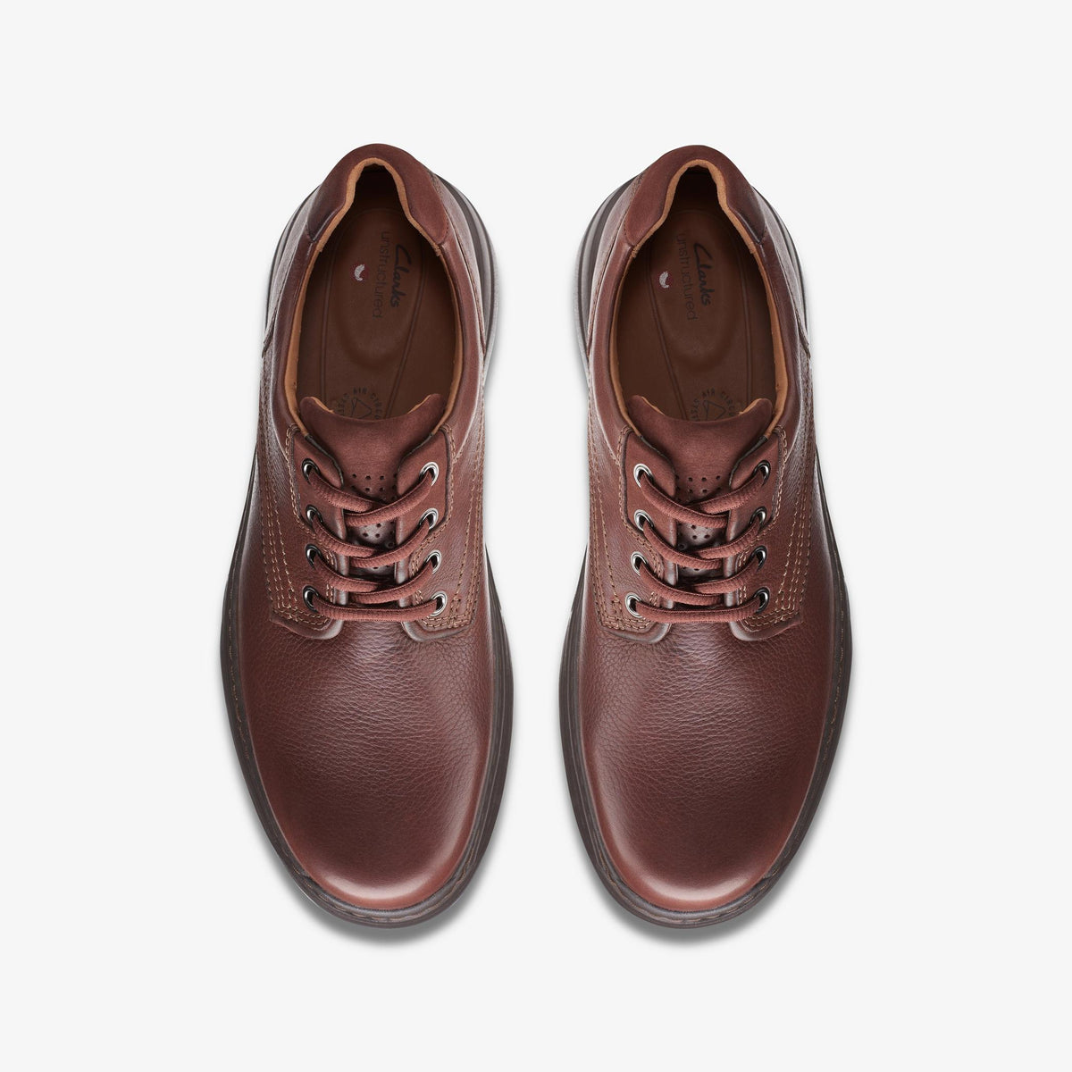 Mens Clarks Un Brawleypace - Mahogany Leather