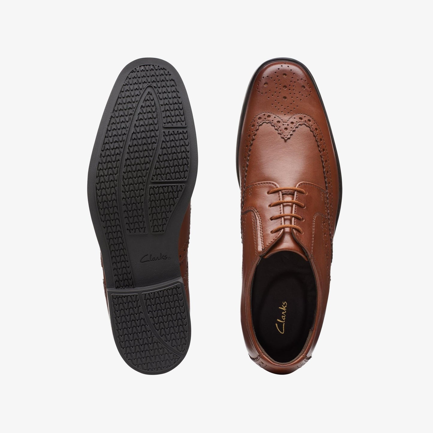 Mens Clarks Howard Wing - Dark Tan Leather