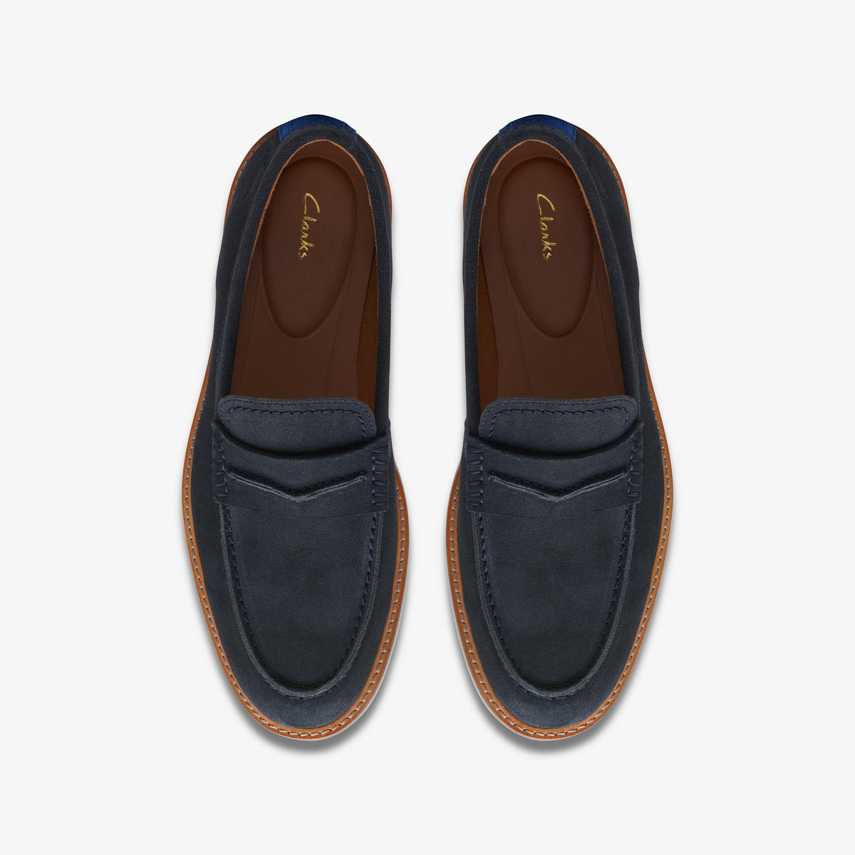 Mens Clarks Atticus Lt Slip - Navy Suede