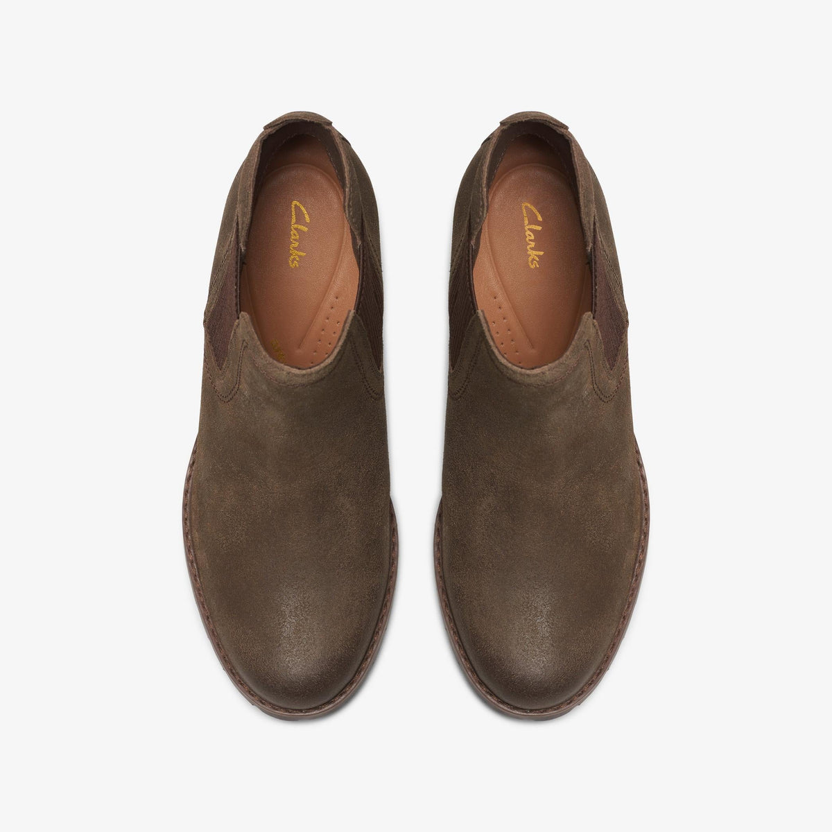Womens Clarks Leda up - Dark Olive Suede