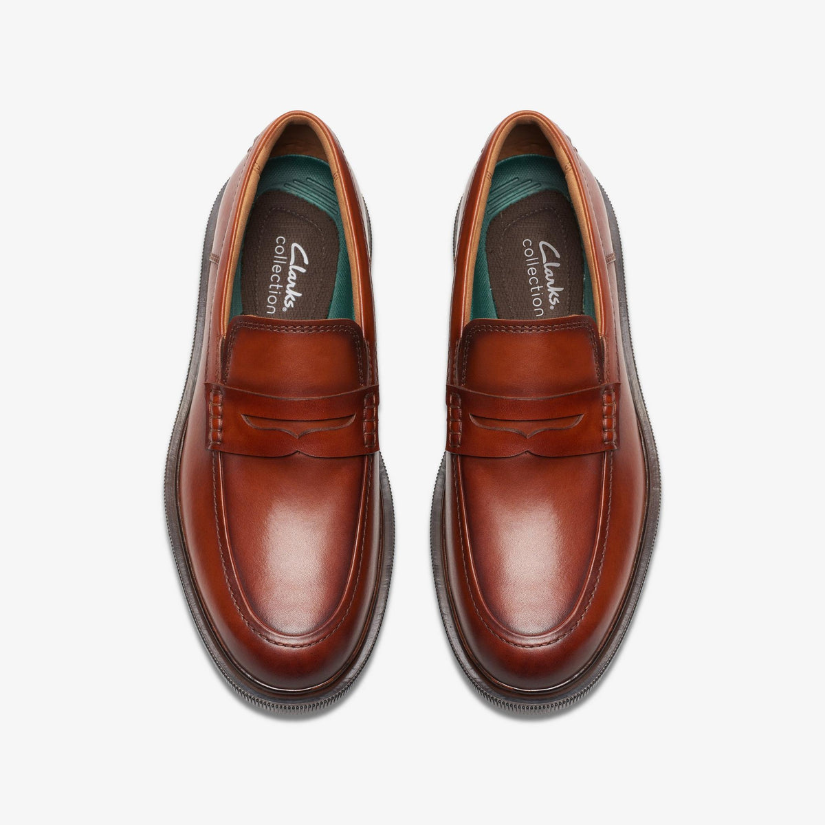 Mens Clarks Burchill Penny - Tan Leather
