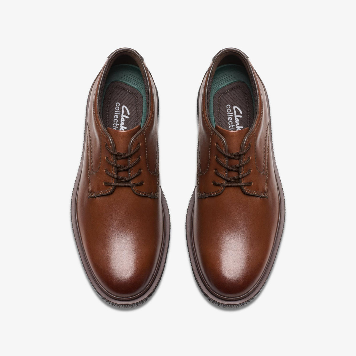 Mens Clarks Burchill Derby - Dark Tan Leather