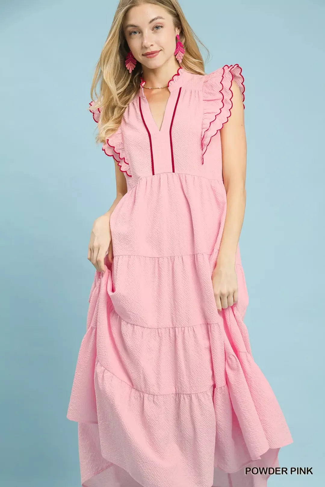 umgee tiered midi dress with ruffled sleeves Umgee Seersucker Ruffle Sleeve Tiered Midi Dress – Zulily
