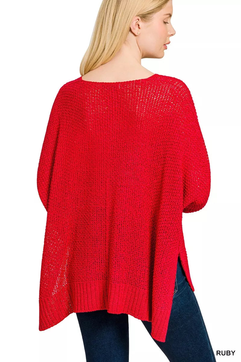 Zenana Dolman Sleeve V-Neck Sweater