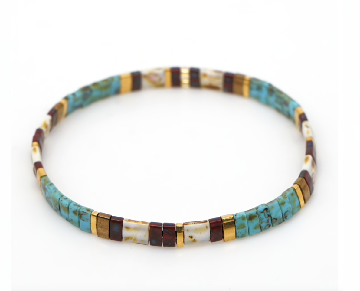 Teal Multi Color Goldtone-
