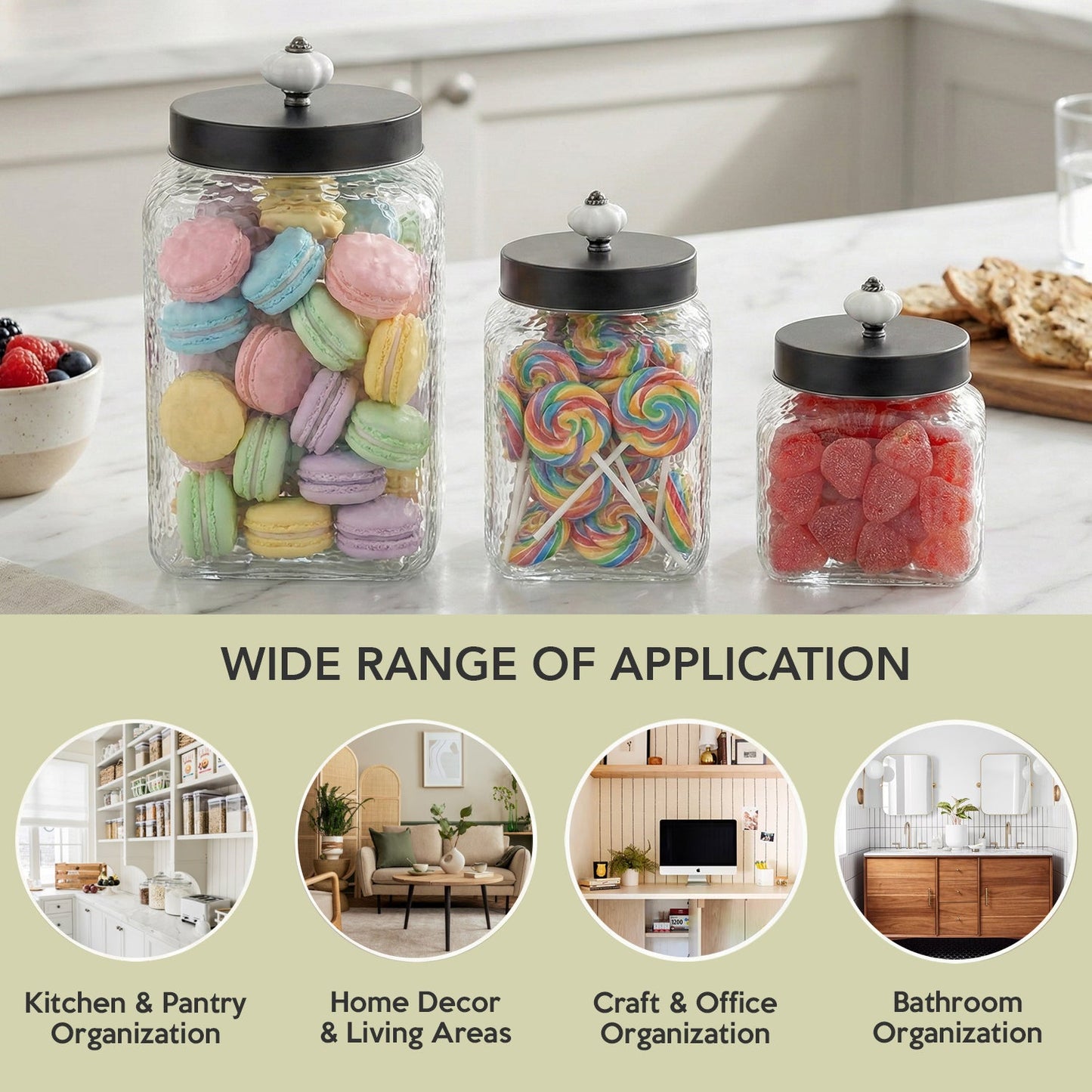 Jay Companies Hammered Square 3Pc Canister Set