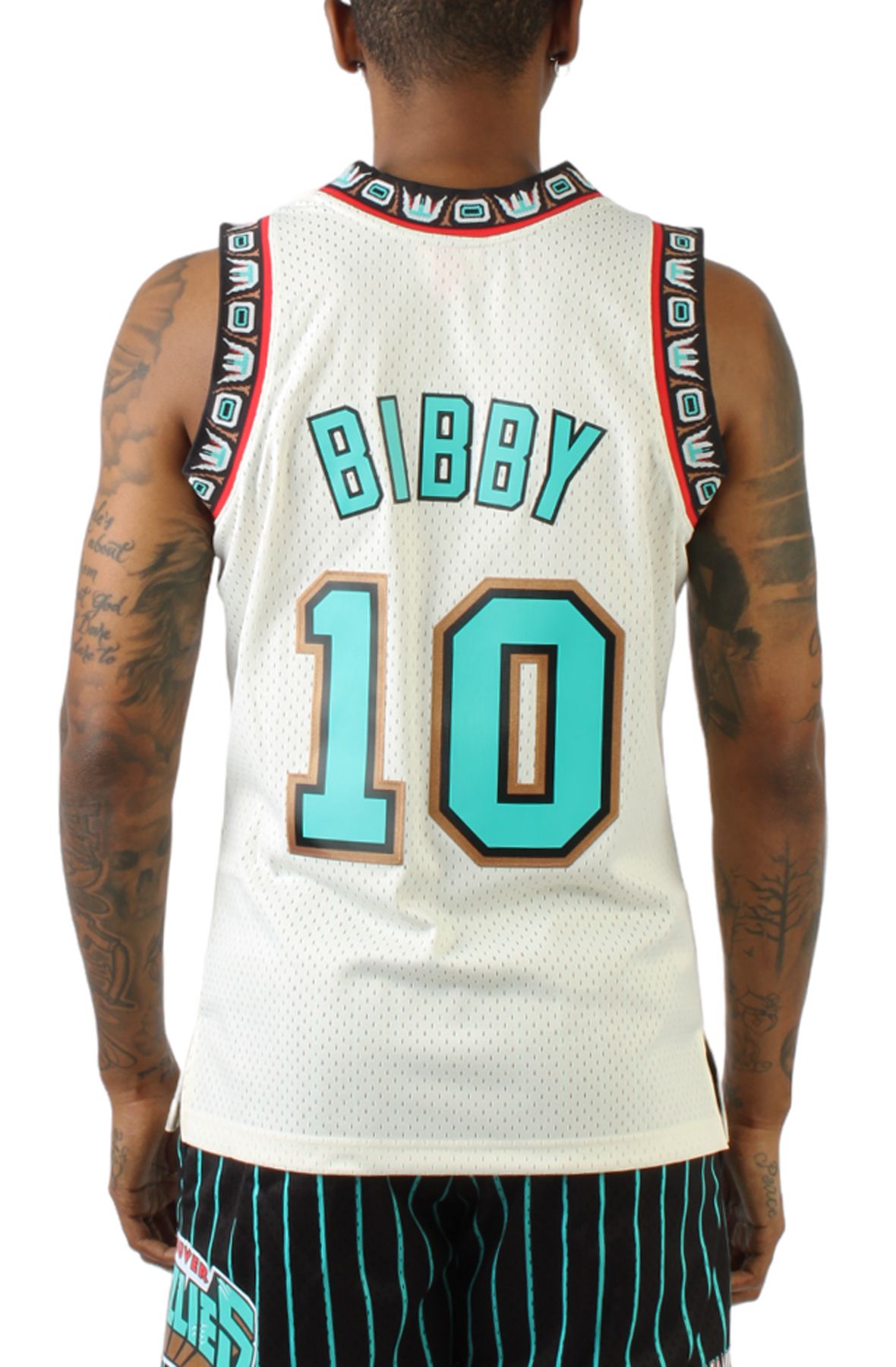 Men's Mitchell & Ness Cream Team Color Swingman Jersey Grizzlies 1998 Mike Bibby