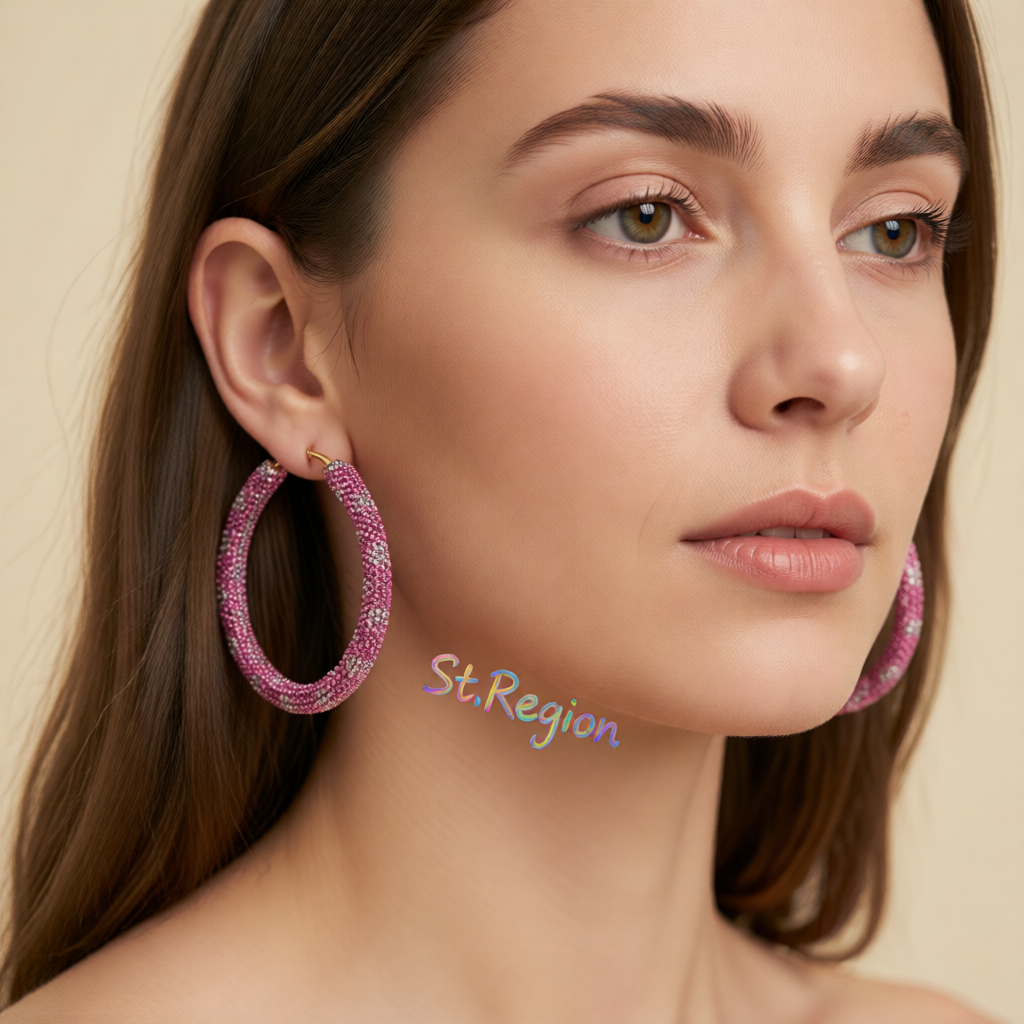 Rose Cubic Zirconia & Goldtone Hoop Earrings