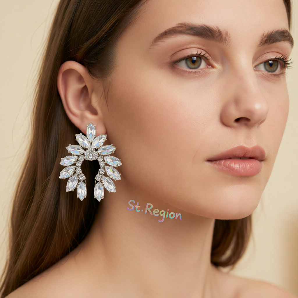 Crystal & Cubic Zirconia Curved Stud Earrings