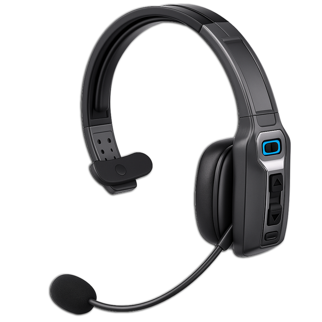 Prime Goods Trucker Bluetooth 5.2 Wireless Headset with Noise Cancelling Mic for Phones PC - Black
