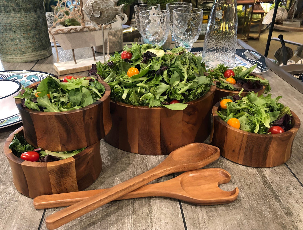 Kalmar Home Large Salad Bowl with Servers and 4 Individuals - 328B7