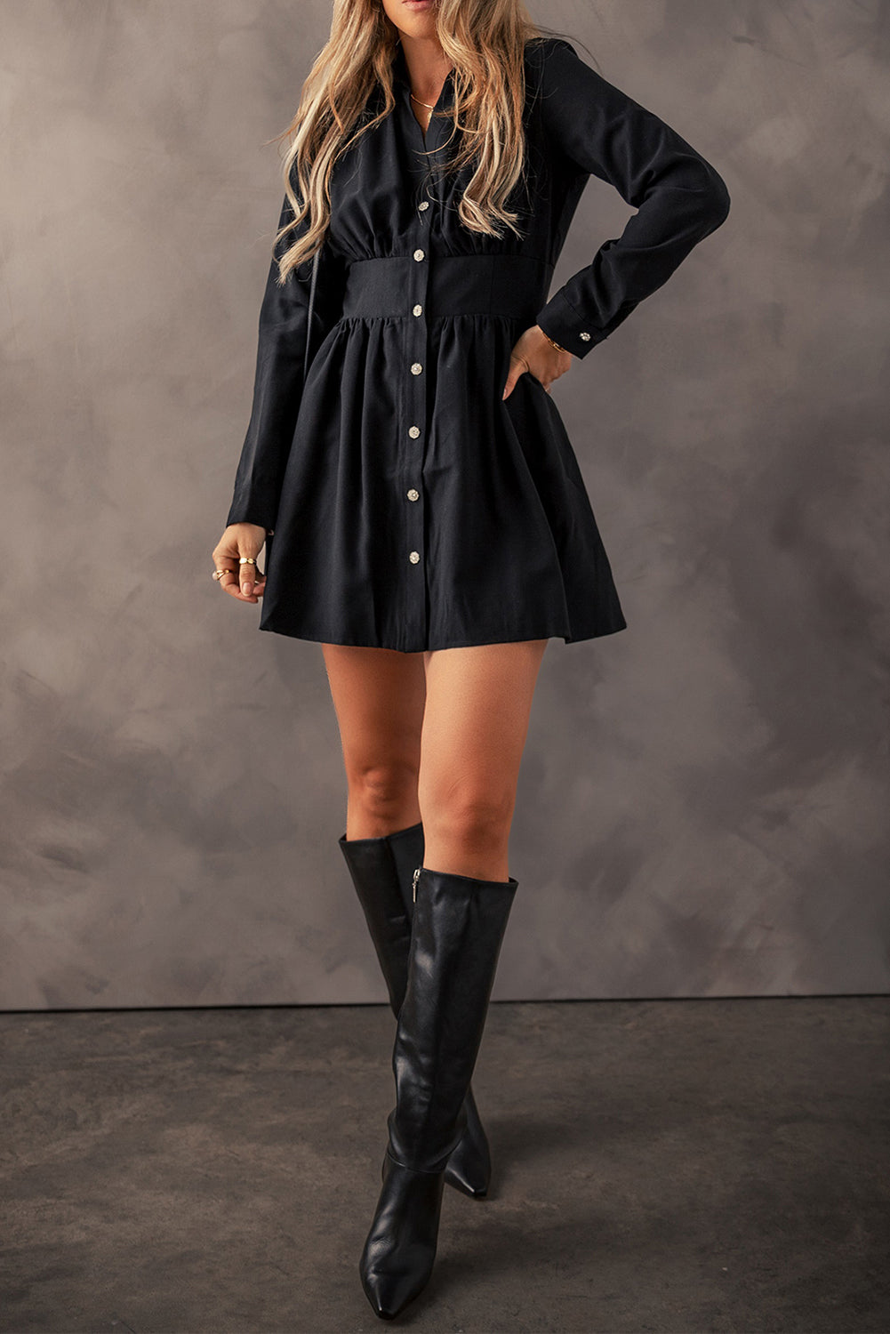 Threaded Pear Leia Long Sleeve Shirt Mini Dress