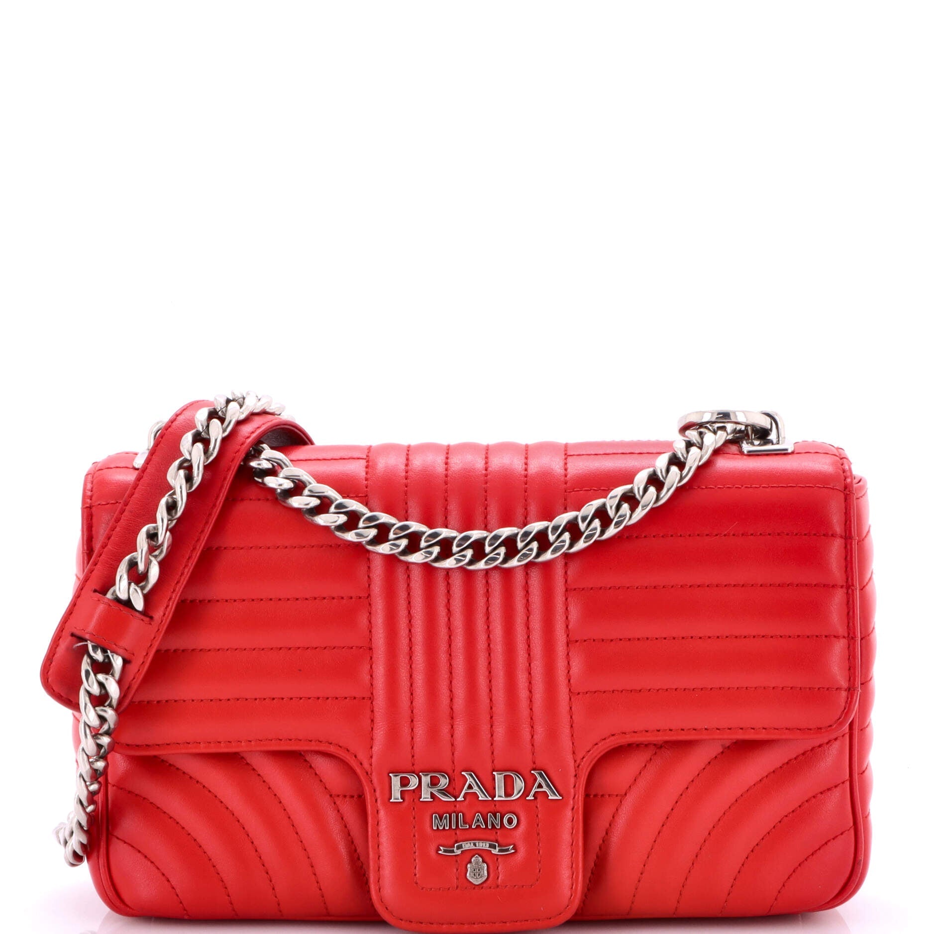 Pre-Loved Prada Chain Flap Shoulder Bag Diagramme Quilted Leather