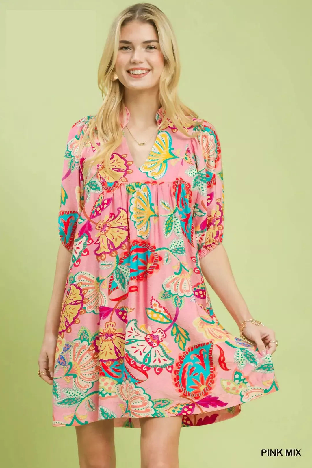 pink and green paisley dress Short Pink and Gold Halter Boho Dress With Green Paisley. Summer Bohemian Dress. Gifts for Her. Pink Boho Dress. Summer Dress. Silk Dress