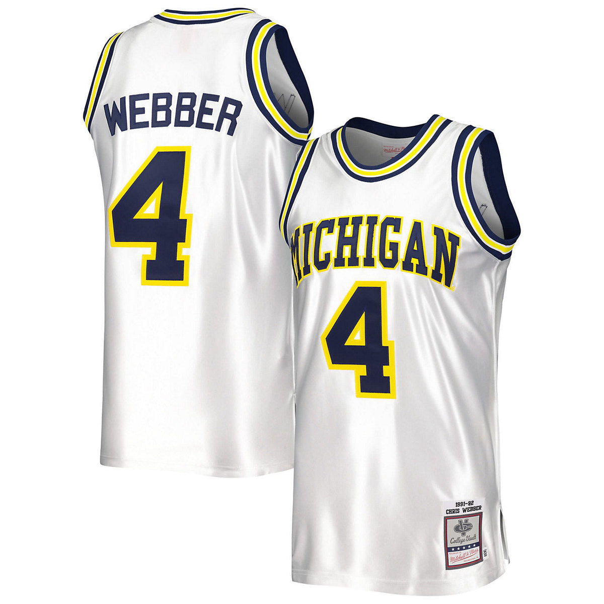 Mitchell & Ness Men's Ncaa White Jersey Michigan 1991 Chris Webber